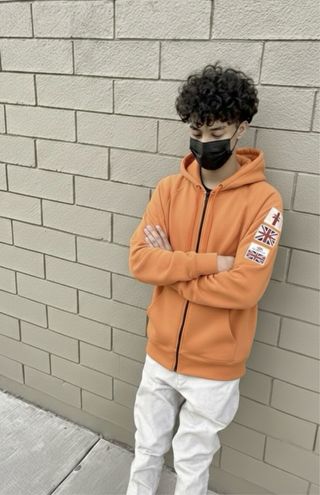 Felpa Arancione Vintage UK Patch Taglia L