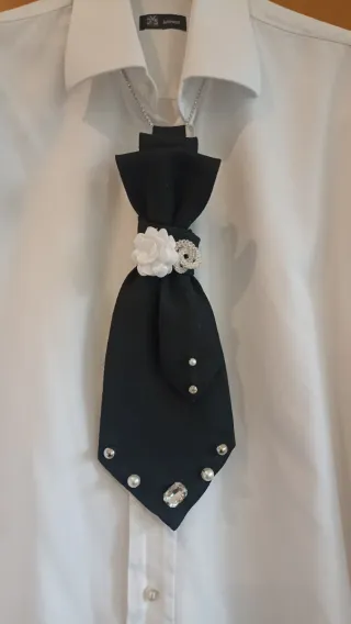 Cravatta gioiello nera con strass