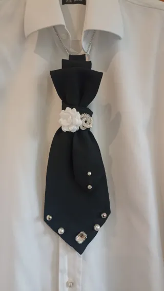 Cravatta gioiello nera con strass