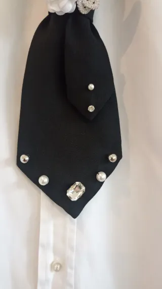 Cravatta gioiello nera con strass