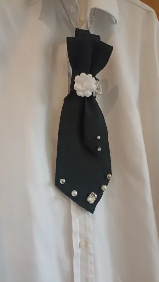 Cravatta gioiello nera con strass