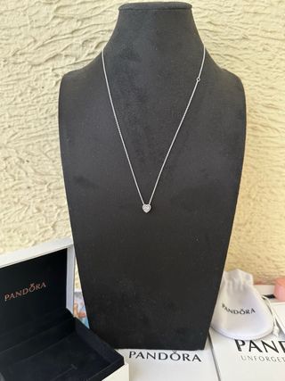 Collar Pandora Plata 925 Corazón Blanco