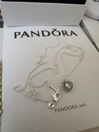 Collar Pandora Plata 925 Corazón Blanco