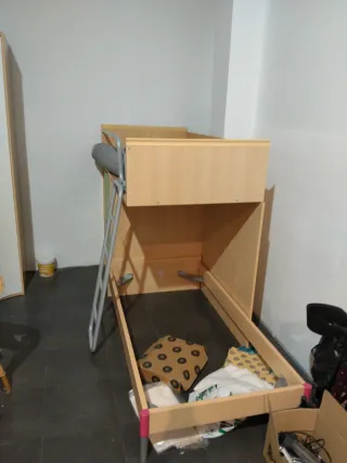 Cama tren madera y metal tal cual sin somier