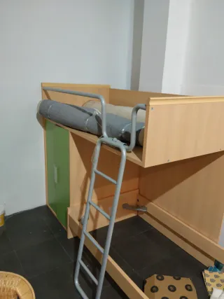 Cama tren madera y metal tal cual sin somier