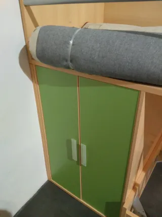 Cama tren madera y metal tal cual sin somier