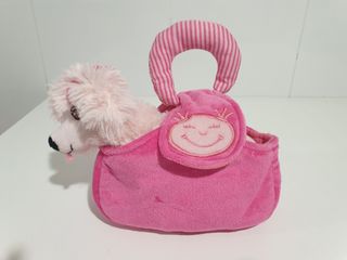 Perrito Caniche PELUCHE Rosa con Bolsito