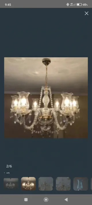 Lámpara de araña de cristal dorada