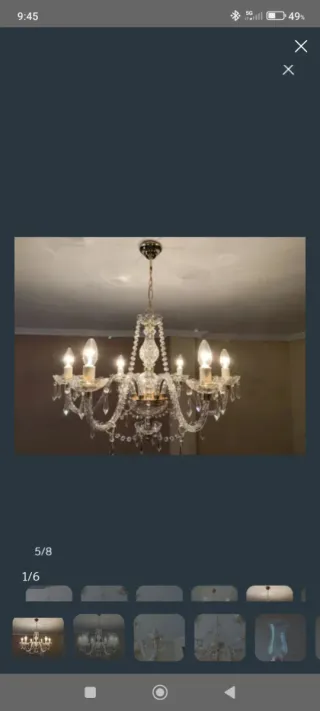 Lámpara de araña de cristal dorada