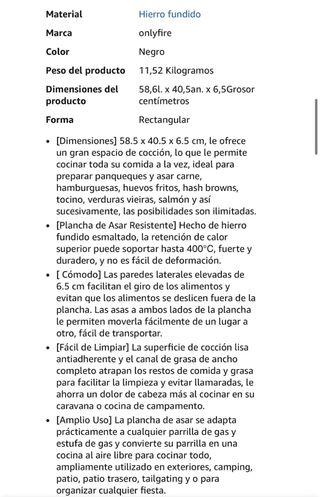 Plancha Hierro Fundido Esmaltado Onlyfire