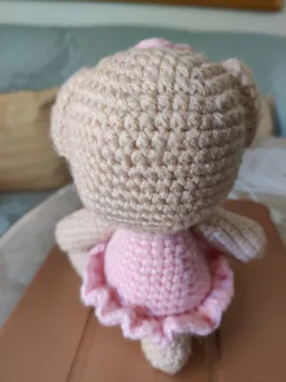 Osita de ganchillo rosa y beige