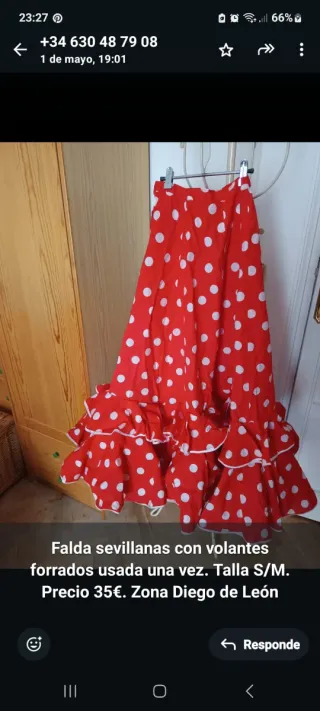 Falda flamenca volantes talla S/M