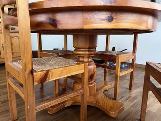 Conjunto comedor madera y cristal