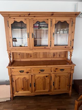 Conjunto comedor madera y cristal