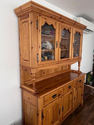 Conjunto comedor madera y cristal