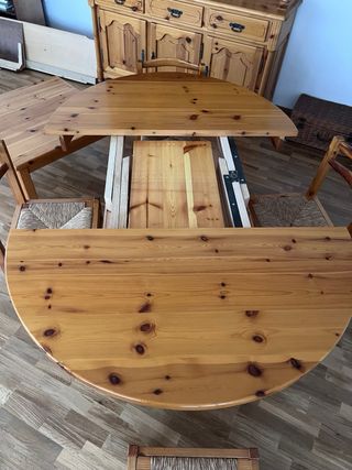 Conjunto comedor madera y cristal