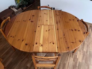 Conjunto comedor madera y cristal