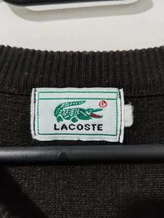 Jersey Lacoste Rayas Beige y Negro Talla L