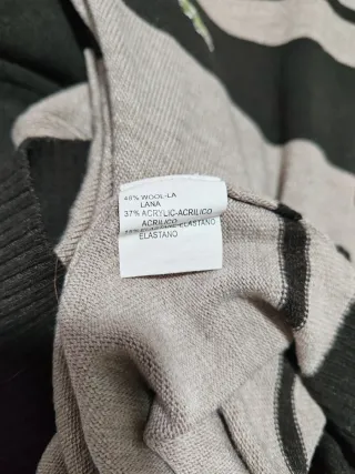 Jersey Lacoste Rayas Beige y Negro Talla L