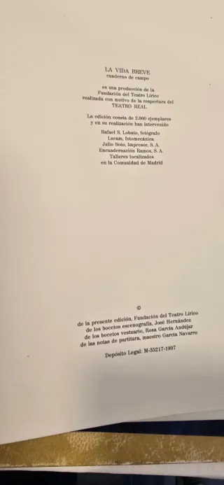 Libro Arte Teatro Real La Vida Breve