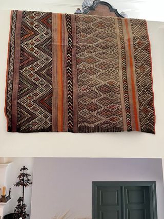 Alfombra de lana antigua tejida a mano