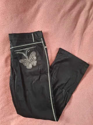 Pantaloni Roccobarocco neri dritti svasati XL