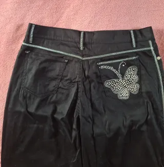 Pantaloni Roccobarocco neri dritti svasati XL