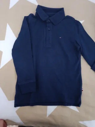 Polo Tommy Hilfiger manga larga T 110cm azul marin