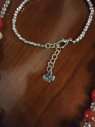 Collana artigianale pietre rosse e acciaio