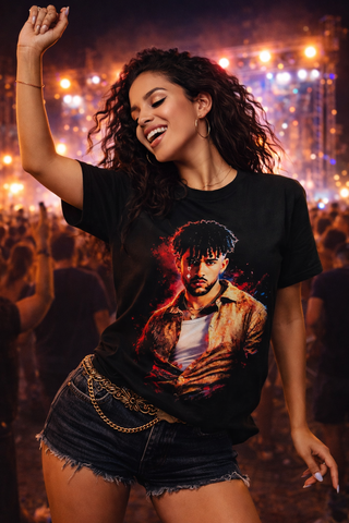 Camiseta Bad Bunny Negra Multicolor