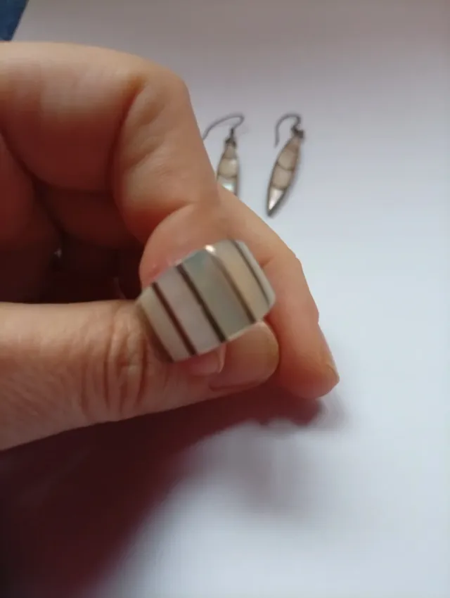 Anillo Plata y Nácar Vintage