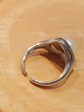 Anillo Plata Ajustable Perla Blanca