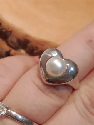 Anillo Plata Ajustable Perla Blanca