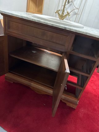 Mueble de baño mármol y madera y Espejo SINCAJONES