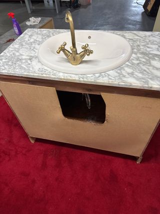 Mueble de baño mármol y madera y Espejo SINCAJONES