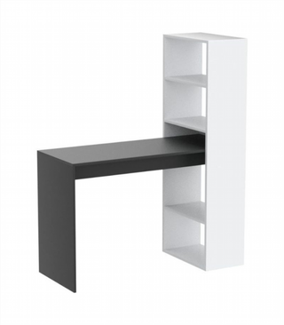 Escritorio Estantería. Blanco-Gris Antracita