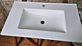 Lavabo de baño de PVC imitación cerámica blanco