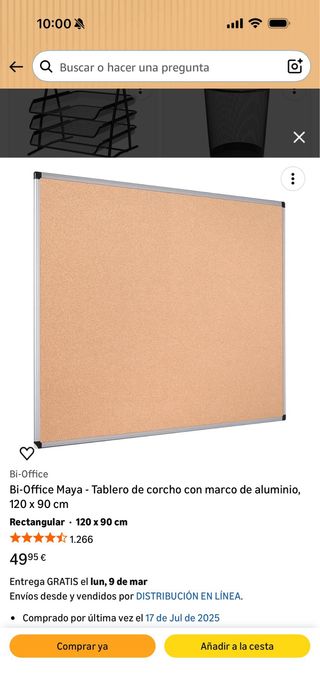 Tablero Corcho Grande 120x90cm - Nuevo