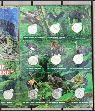 Álbum 10 monedas 1 sol fauna amenazada Perú