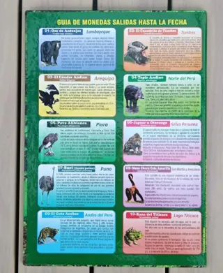 Álbum 10 monedas 1 sol fauna amenazada Perú