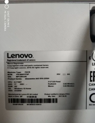 Ordenador Lenovo Ideacentre AIO 510-22ISH i3-7100T