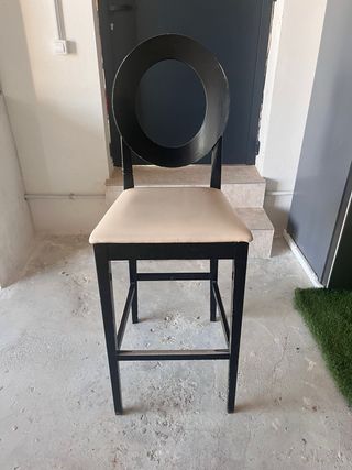 Taburete Hostelería Madera y Piel Negro