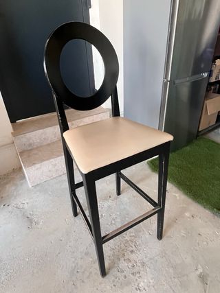 Taburete Hostelería Madera y Piel Negro