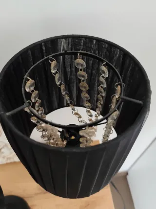 Juego 2 Lámparas Mesita Noche Negras