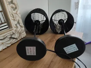 Juego 2 Lámparas Mesita Noche Negras