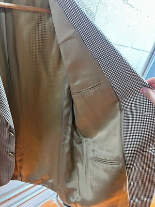 Americana Dustin cuadros beige y marrón vintage