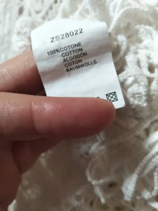 Blusa Crochet Blanca con Flecos Talla Única