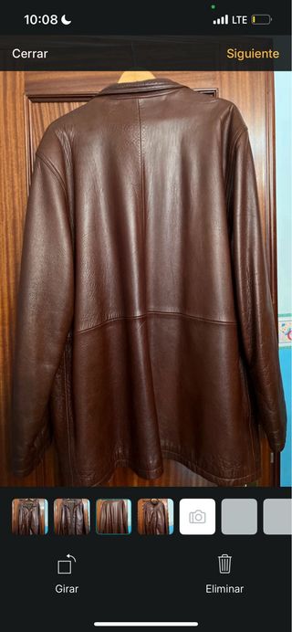 Chaqueta de piel clásica marrón