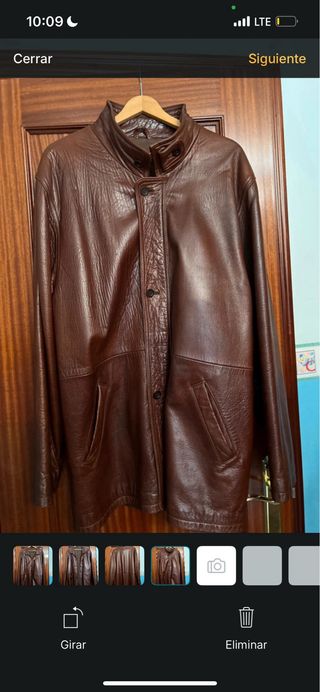 Chaqueta de piel clásica marrón