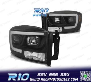 FAROS PARA DODGE RAM 06-08 LUZ DIURNA LED NEGRO